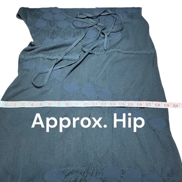 SARAH PACINI Grey Semi Sheer Knit Mesh Midi Dress Cap Sleeves Drawstring Waist M - Picture 8 of 10